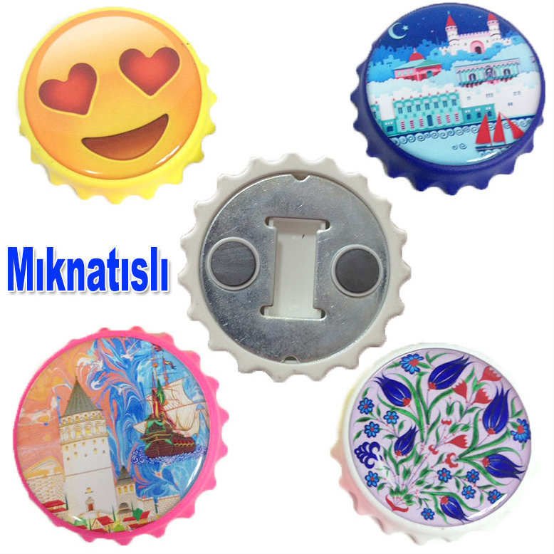 Manzara,Emoji Ve Değişik Desenli Mıknatıslı Şişe Kapak Açacağı Dekoratif Açacak