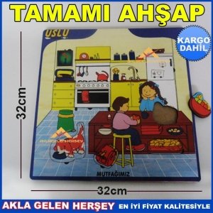 Ücretsiz Kargo EĞİTİCİ VE ÖĞRETİCİ 9PRC AHŞAP MUTFAĞIMIZ PUZZLE