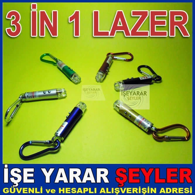 3 in 1 ÇOK FONKSİYONLU FENER & METAL GÖVDE LAZER