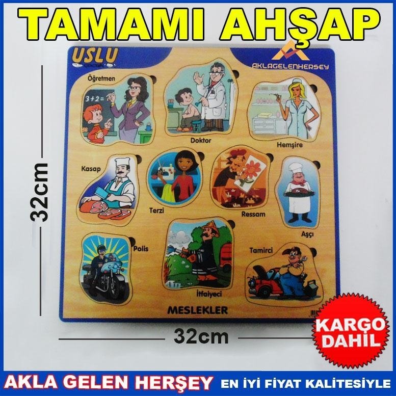 Ücretsiz Kargo EĞİTİCİ VE ÖĞRETİCİ 10PRC AHŞAP MESLEKLER PUZZLE