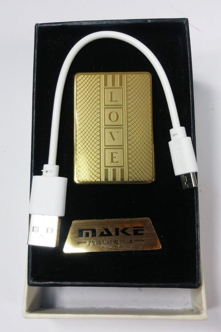 Love Desenli Make Smoking Set Zippo Gazsız USB Kablolu Çakmak