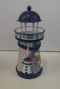 Renkli Led Işıklı Metal Deniz Feneri Şamdan küçük boy