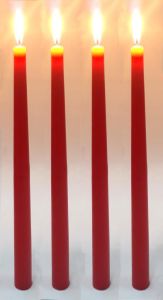 Kaliteli Beyaz, Mavi, Kırmızı Renk 3 Çeşit Dörtlü Şamdan Mumu