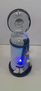 Renkli Led Işıklı Metal Deniz Feneri Şamdan orta boy