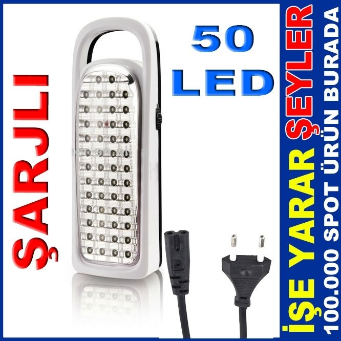 ÜCRETSİZ KARGO İLE 50 LEDLİ PORTATİF EL FENERİ ŞARJLI IŞILDAK