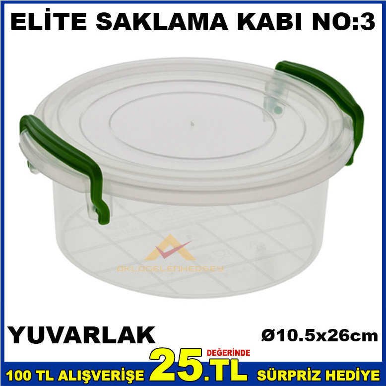 NO3 ELİTE YUVARLAK KİLİTLİ SAKLAMA KABI 4 LİTRE