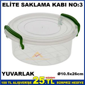 NO3 ELİTE YUVARLAK KİLİTLİ SAKLAMA KABI 4 LİTRE