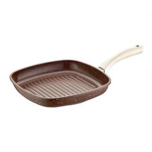 Taç Döküm Tava Ø28 Cm Seramik Granit Grill Tava Et  Balık Izgara