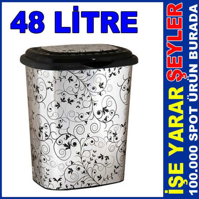 48 LİTRE METALİZE KAPAKLI KİRLİ ÇAMAŞIR SEPETİ