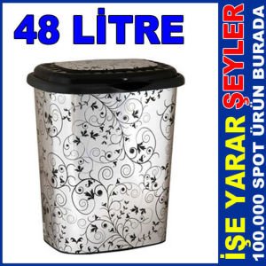48 LİTRE METALİZE KAPAKLI KİRLİ ÇAMAŞIR SEPETİ