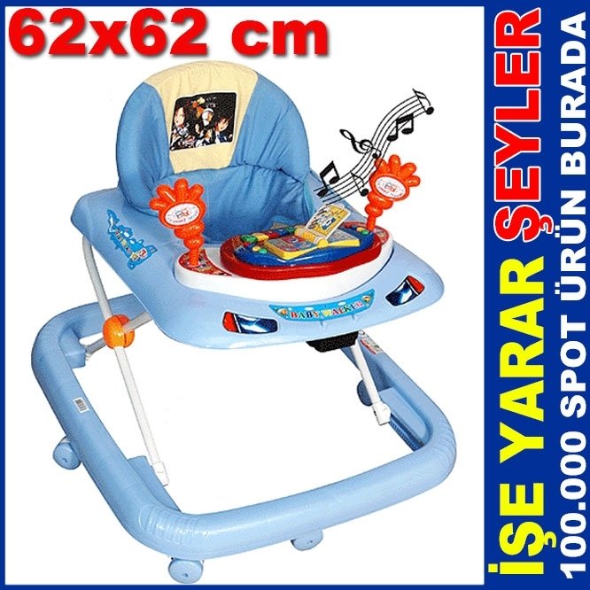 AYARLANABİLİR AYAKLI MÜZİKLİ YÜRÜTEÇ MAVİ ERKEK BEBEK YÜRÜTECİ