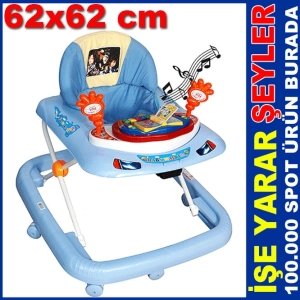 AYARLANABİLİR AYAKLI MÜZİKLİ YÜRÜTEÇ MAVİ ERKEK BEBEK YÜRÜTECİ