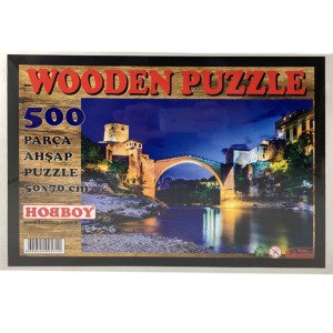500 Parça Mostar Köprüsü Temalı Ahşap Puzzle 50x70cm Yapboz Yetişkin Wooden Puzzle