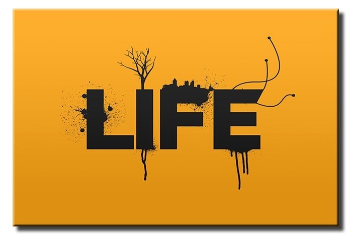 LIFE YELLOW 6 değişen ölçü ORİJİNAL KANVAS TABLO