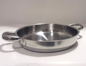 2 Adet 19cm Çelik Sahan Çift Kulplu Tava Paslanmaz Çelik Tabansız Sağan Yanmaz Yapışmaz çok amaçlı