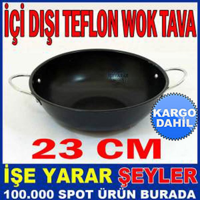 23CM İÇİ DIŞI TEFLON WOK YANMAZ YAPIŞMAZ TAVA KD