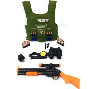 15 Parça Çelik Yelekli Sünger Mermili Oyuncak Askeri Komando Seti Yumuşak Mermili Hedefli Asker Seti