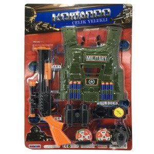 15 Parça Çelik Yelekli Sünger Mermili Oyuncak Askeri Komando Seti Yumuşak Mermili Hedefli Asker Seti