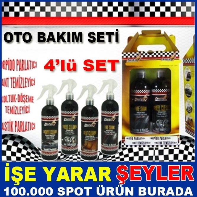ÜCRETSİZ KARGO İLE 4'lü SET PROFESYONEL SPREYLİ OTO BAKIM SETİ