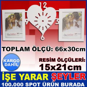 SAATLİ KALP MODEL 2'Lİ ÇERÇEVE AŞK ÇERÇEVESİ KD
