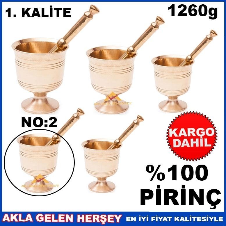 Ücretsiz Kargo 1260gr KÜÇÜK BOY FULL PİRİNÇ HAVAN KOLLU NO.2