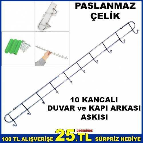 10 KANCALI PASLANMAZ ÇELİK DUVAR VE KAPI ASKISI
