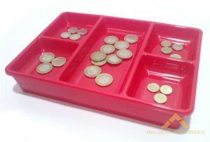 KASA İÇİ KULLANIŞLI PARA KUTUSU 20x27cm ÇİFT ÜNİTELİ 5 BÖLME ÇEKMECE İÇİ BOZUK ve KAĞIT PARA KUTUSU