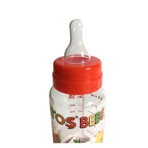 Sağlıklı 250ml Cam Biberon Silikon Emzikli Desenli