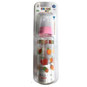 Sağlıklı 250ml Cam Biberon Silikon Emzikli Desenli