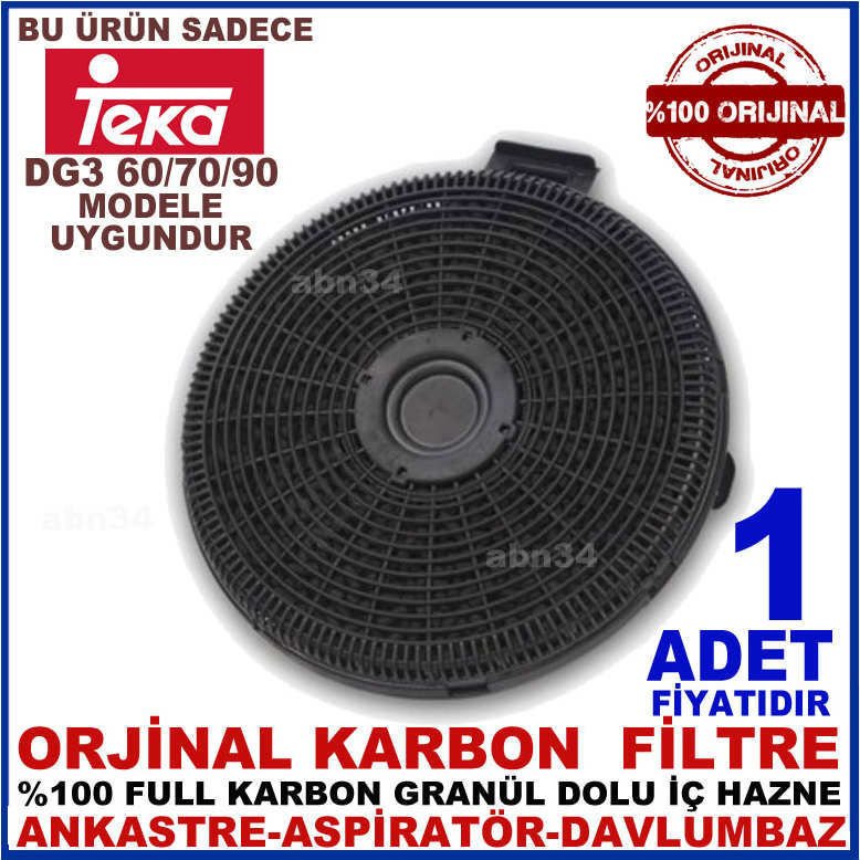TEKA ANKASTRE DAVLUMBAZ FİLTRESİ Teka DG3 60-70-90 Model Davlumbaz için Granül Karbonlu Filtre-1015