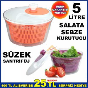 Dönerli salata sebze kurutucu su arındırıcı santrafüj sistem şeffaf plastik süzgeç tencere (kutusuz)