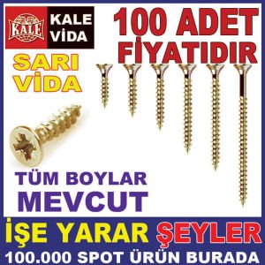 KALE VİDA 100AD SARI SUNTA AHŞAP VİDASI 3.5x20mm