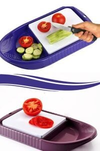 Pratik ve Şık Qlux Hazneli Kesim Panosu Kesme Tahtası 20x36 cm L440