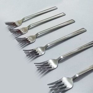 6 Adet Lüks Düz Sade Model Paslanmaz Çelik Rostfrei Tatlı Çatalı Seti