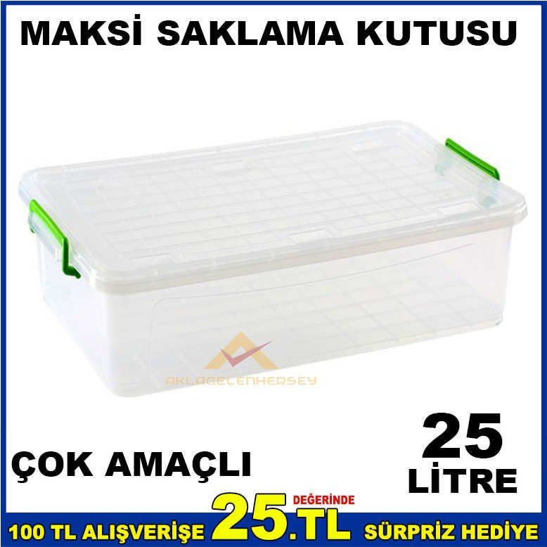ÇOK AMAÇLI KAPAKLI MAKSİ SAKLAMA KUTUSU 25 LİTRE