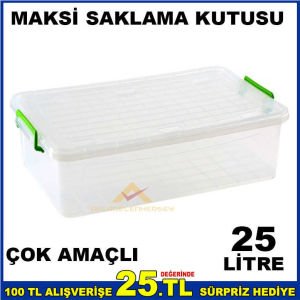 ÇOK AMAÇLI KAPAKLI MAKSİ SAKLAMA KUTUSU 25 LİTRE