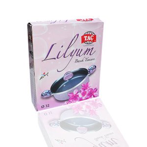 Taç  Lilyum 32cm Cam Kapaklı Karnıyarık Pilav Tenceresi - Alüminyum Gövde - Teflon İç Kaplama