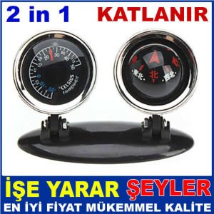ARAÇ VE TEKNE İÇİN KATLANIR PUSULA TERMOMETRE