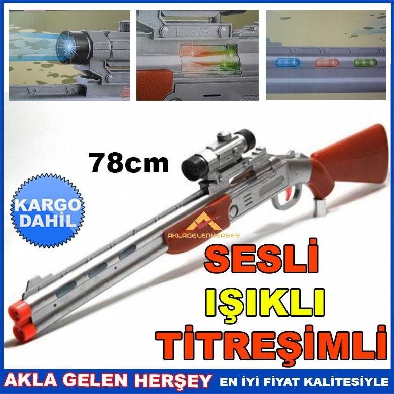 IŞIKLI SESLİ TİTREŞİMLİ OYUNCAK 78cm AV TÜFEĞİ K