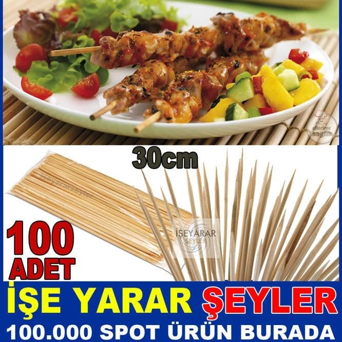 BAMBOO 100 ADET 30cm ÇÖP ŞİŞ BAMBU ATEŞE DAYANIKLI ÖZEL AHŞAPTAN ÇÖP ŞİŞ ÇUBUKLARI NATUREL ÜRÜNDÜR