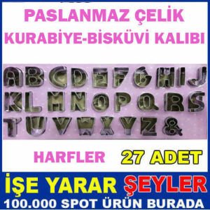 PASLANMAZ ÇELİK 27 HARF BİSKÜVİ KURABİYE KALIBI