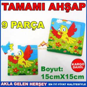 Çocuklar İçin Eğitici 9 Prc Ahşap Kuş Puzzle