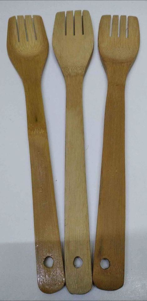 Ahşap Bambu Servis Spatula Çatallı 28 Cm B-4
