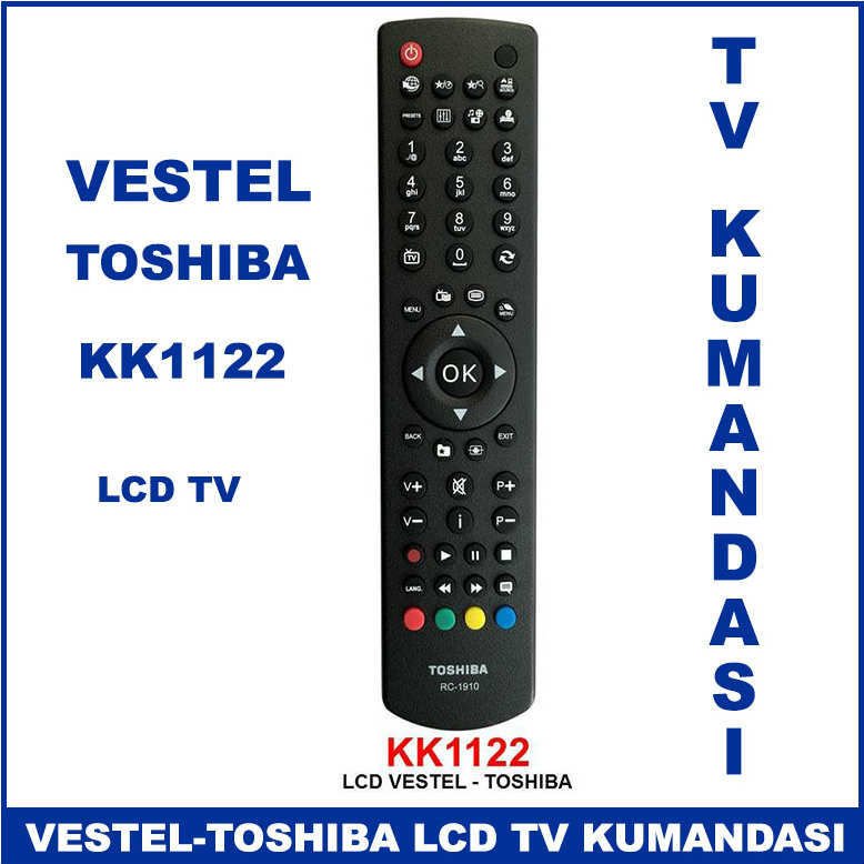 Vestel - Toshiba LCD Tv Kumandası KK1122 -Televizyon Kumandası