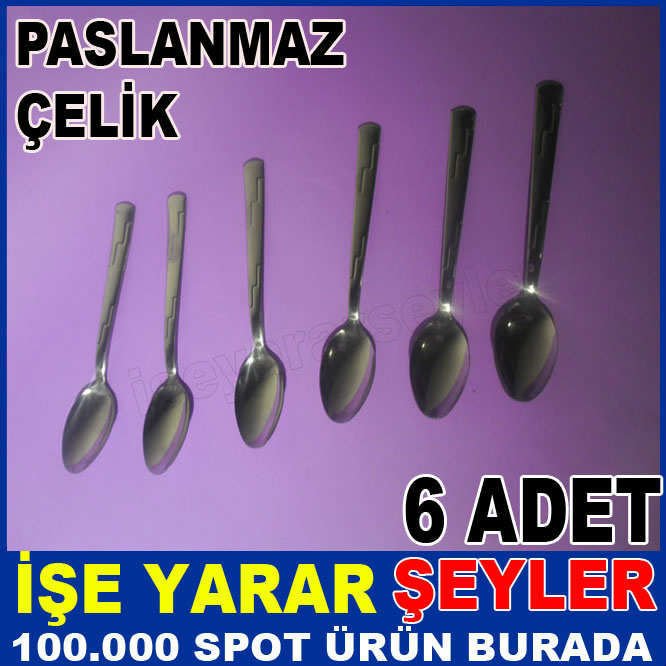 6 ADET PASLANMAZ ÇELİK TATLI KAŞIĞI SETİ