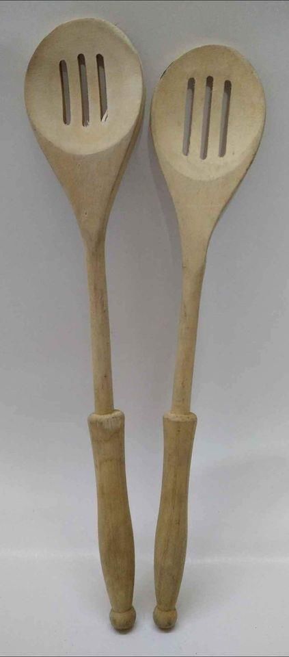 Ahşap Gürgen Delikli Süzgeç Kaşık 31 Cm B-4