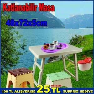 Pratik Katlanir Büyük boy Piknik Masası 72x48x5cm Piknik Sehpası