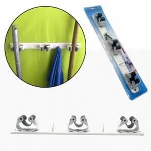 Duvara Monte 3'lü Metal Organizer Paspas Mop Fırça Süpürge Tutucu Sihirli Mop Sopası Kıskacı Askısı