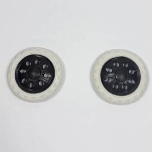 Pazar Arabası 16x16cm Teker Takımı Plastik Siyah Beyaz