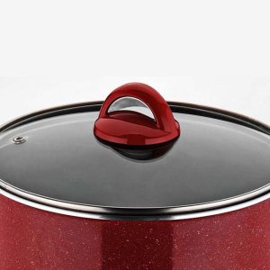 Seramik Dış Yüzey 32cm Cam Kapaklı Taç Granit Derin Tencere - Sağlıklı Tencere